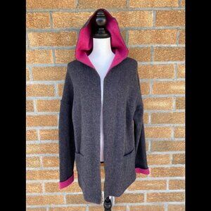 Chiaramente Open Front Hooded Cardigan Large